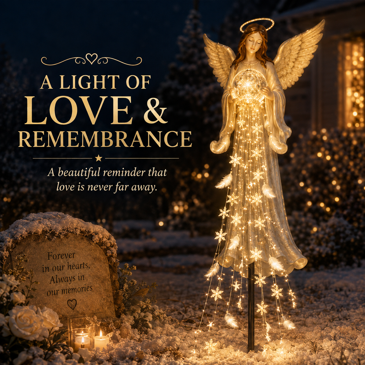 Angel Blessing Fountain solar cascading angel garden light