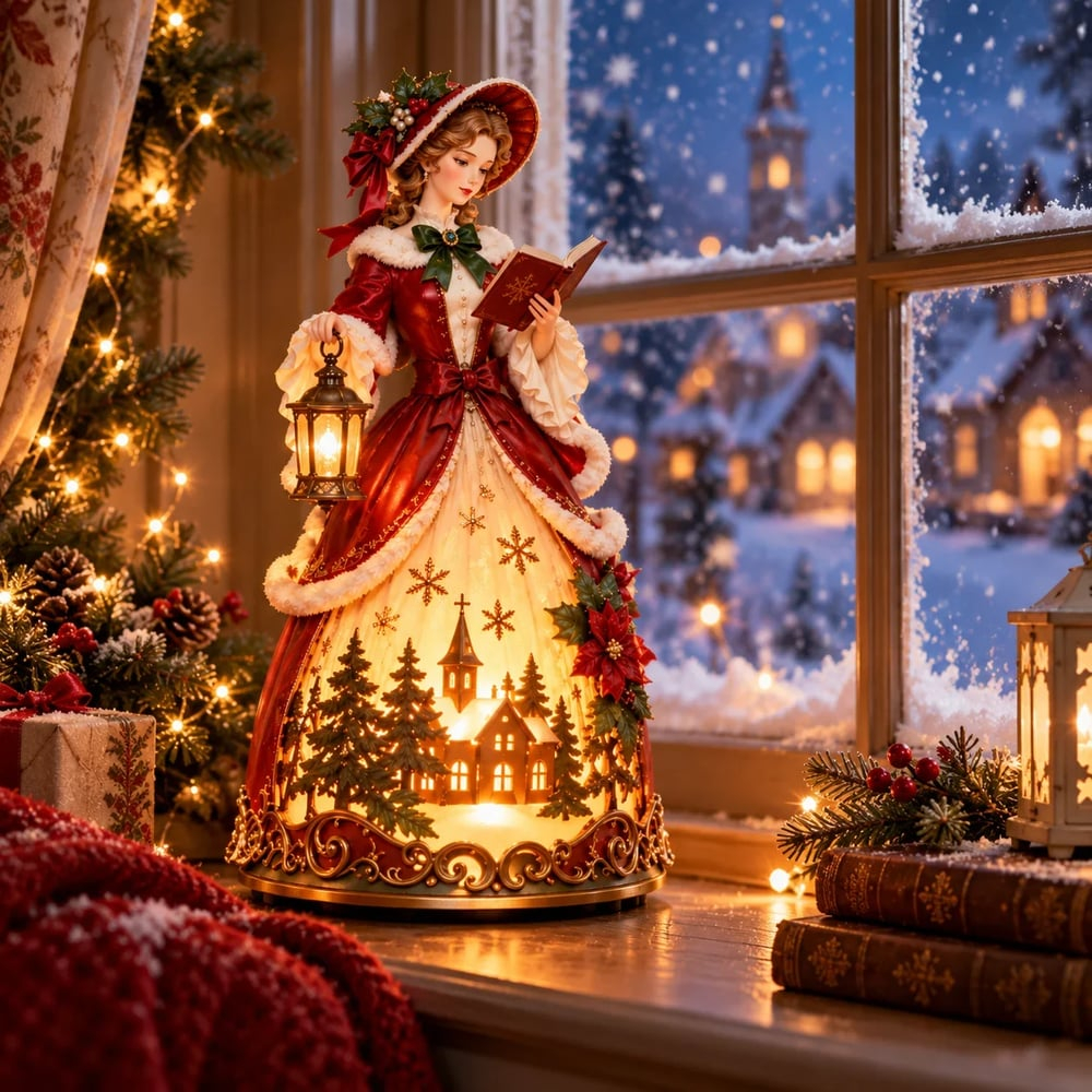 🎄 Victorian Christmas Caroler Lady Lamp – Lighted Holiday Tabletop Decor