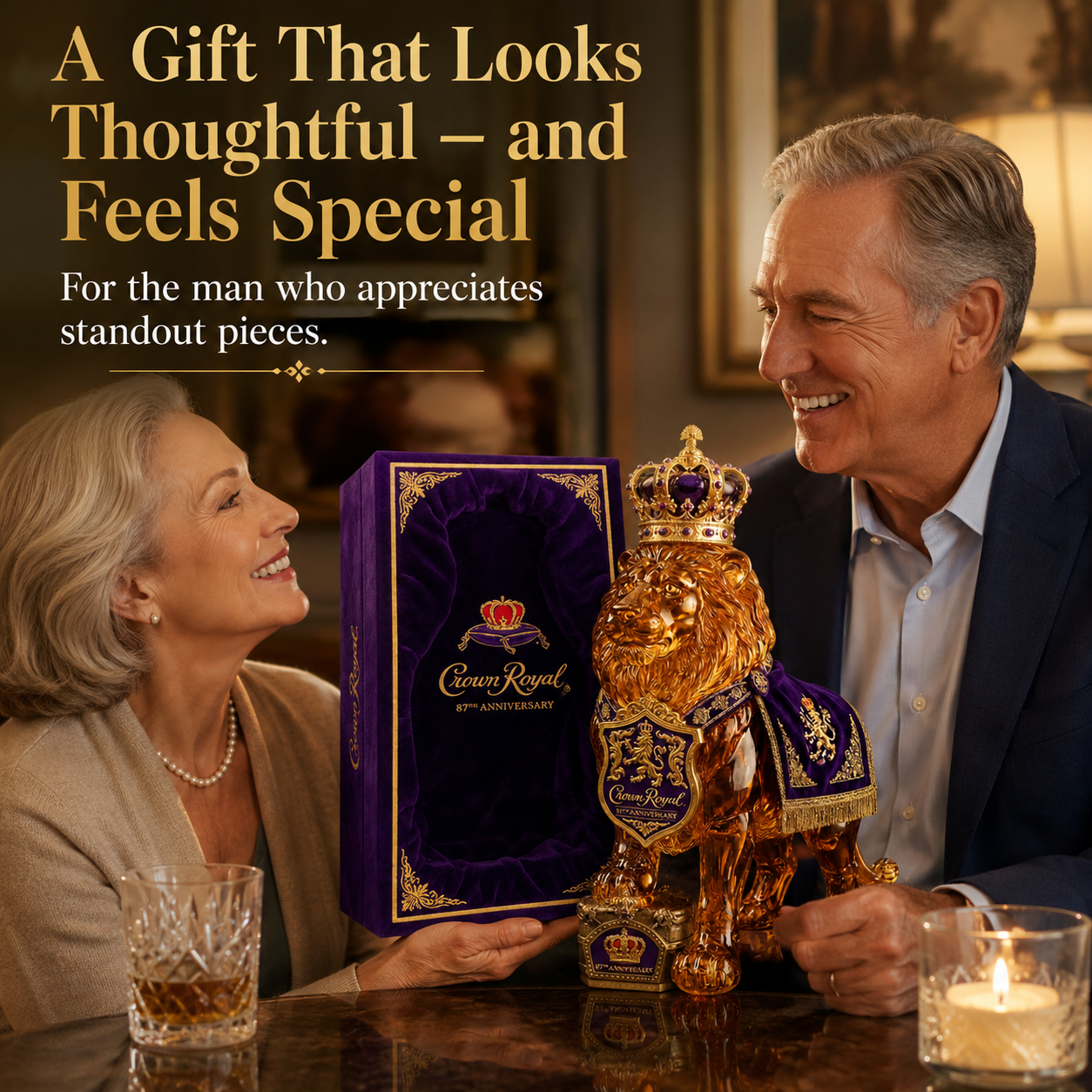 👑Crown 87th Anniversary Royal Lion Whiskey Bottle