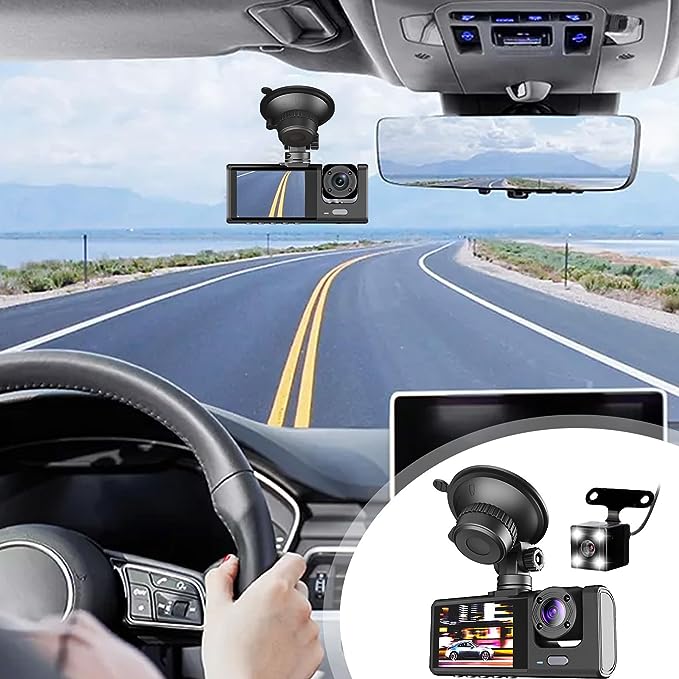 3-Channel 1080p Car Driving Recorder (Three Cameras)