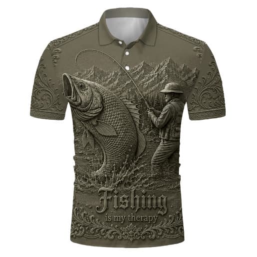 🎣Love Fishing, Fishing Is My Therapy Fishing Polo Shirt