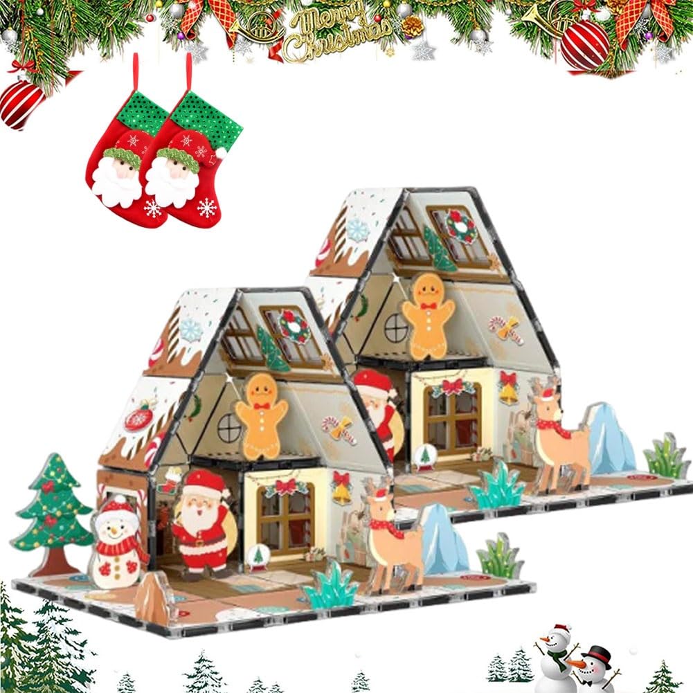 🎄 Magnetic Gingerbread House Building Set– Holiday Edition (46 Pieces) 🎅