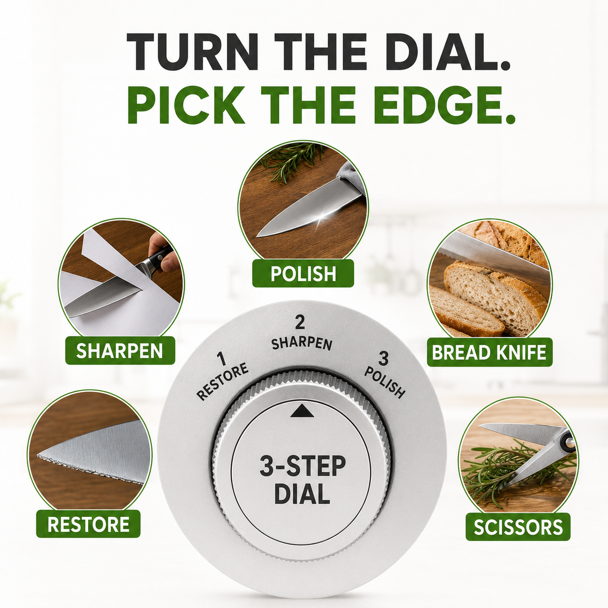 3-Step Dial Knife & Scissor Sharpener
