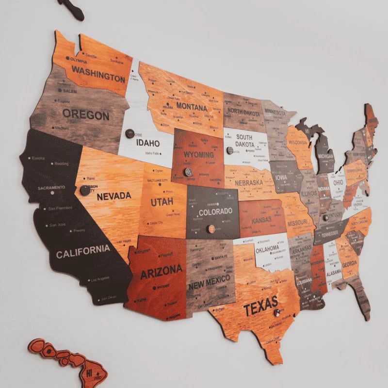 The United States Wooden Map Puzzle Full Packed (Made in USA)
