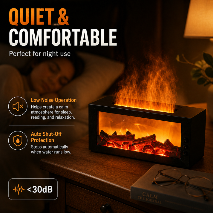 🔥Dance with Flames. Sleep in Serenity— Fireplace Flame Humidifier