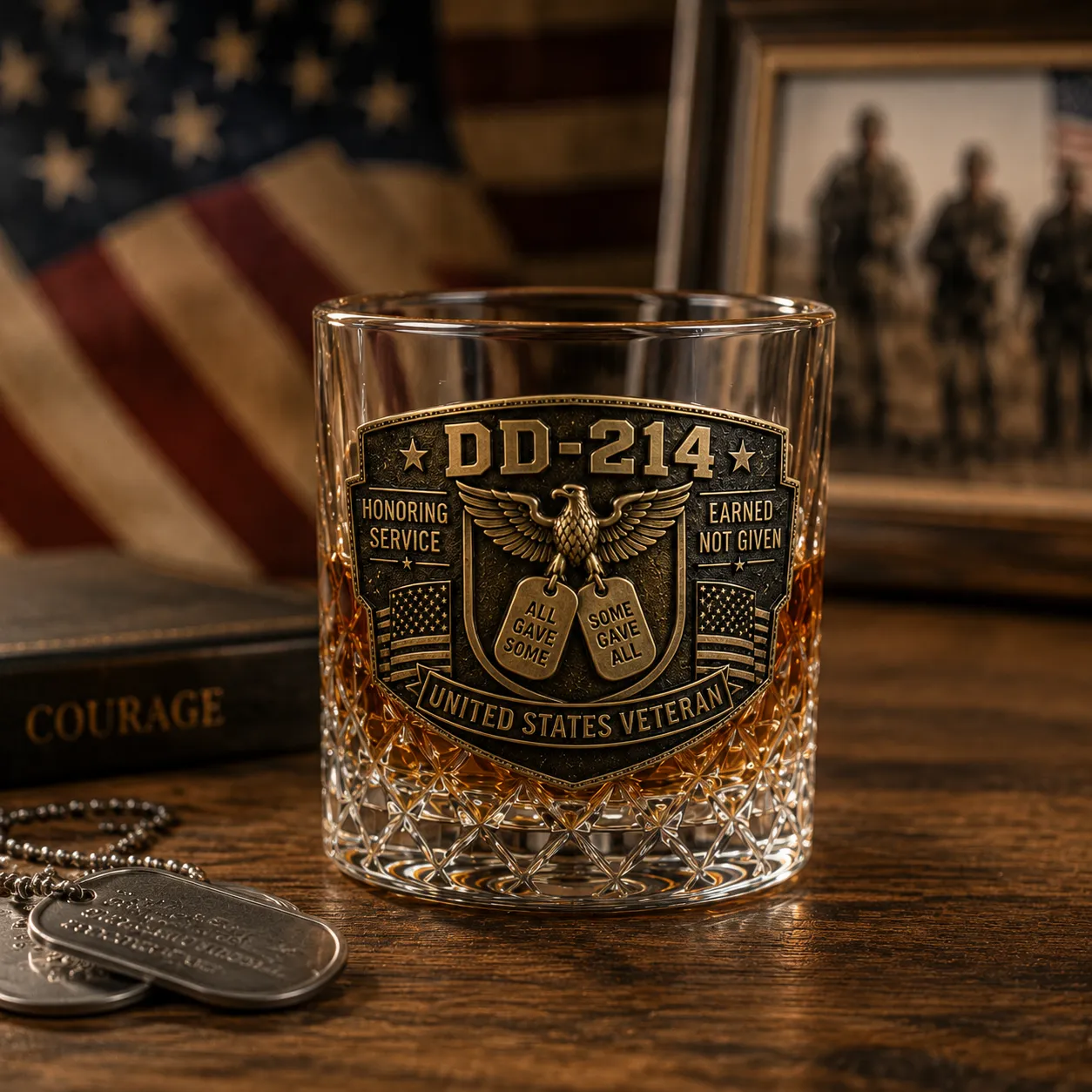 🦅 DD-214 Veteran Whiskey Decanter & Glass Set