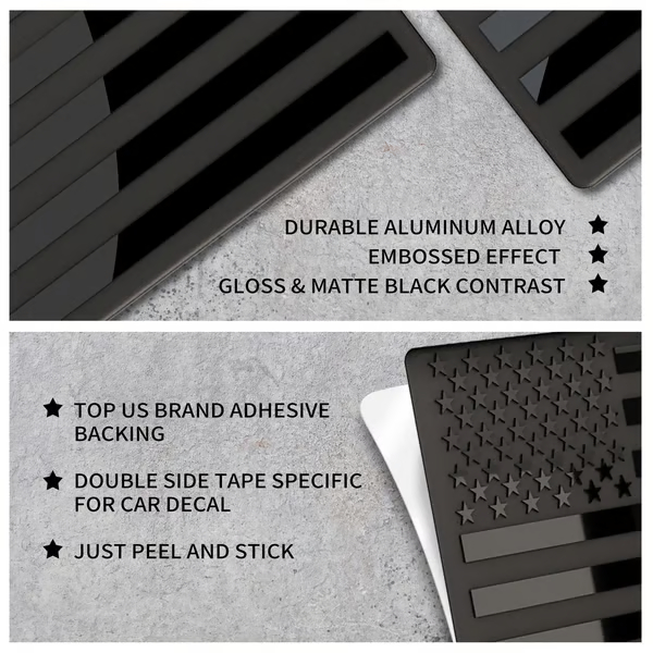 🔥Last Day 49% OFF - 💕3D All-Black American Flag Emblem Decal [BUY 1 GET 1 FREE]💕