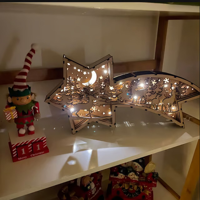 🌟LED Wooden Ornaments Star Shaped Desk Lamp