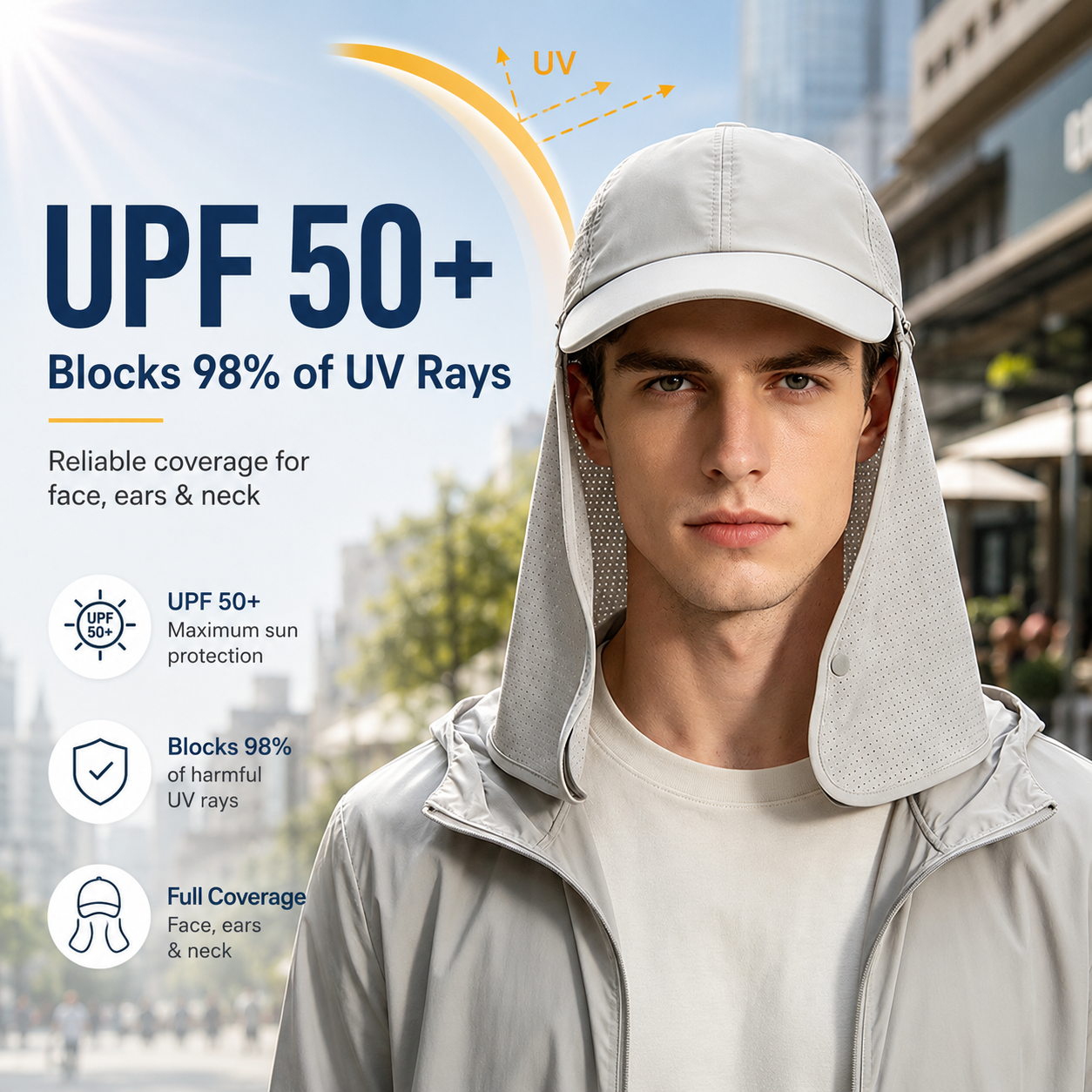 UPF 50+ Detachable Sun Protection Cap ☀️