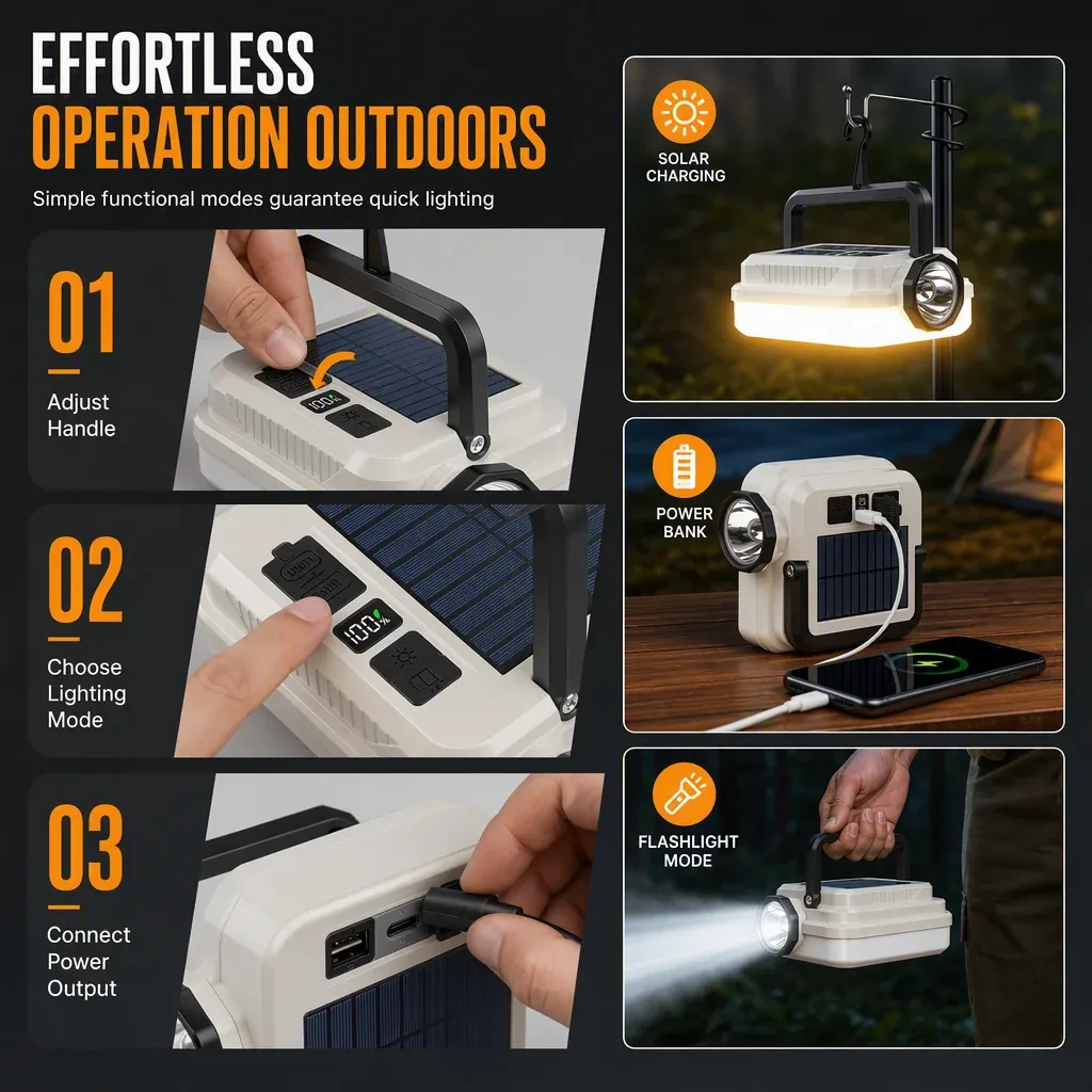 Solar Rechargeable LED Camping Lantern