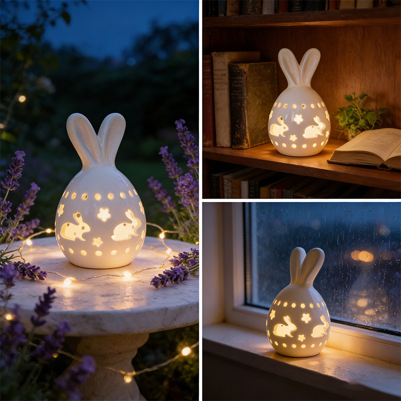🐰 Easter Bunny Egg Resin Night Light – Soft Glow Spring Decor 💡✨