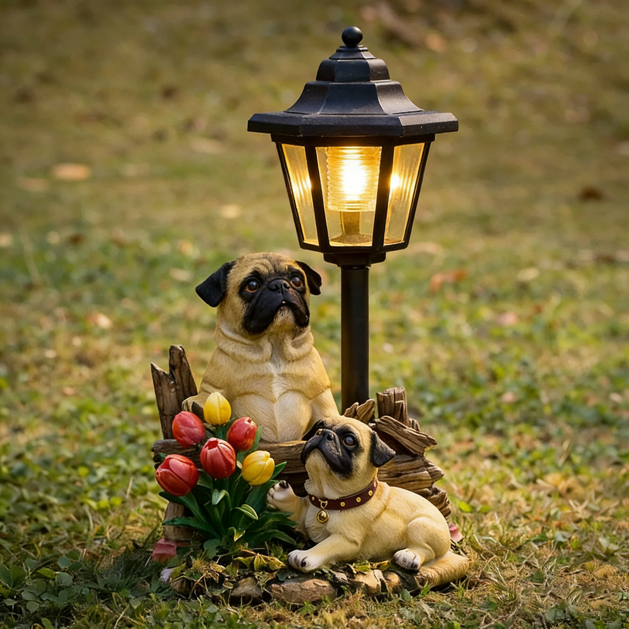 Solar Garden Light Resin Statue – Whimsical Outdoor Decor with Warm Glow