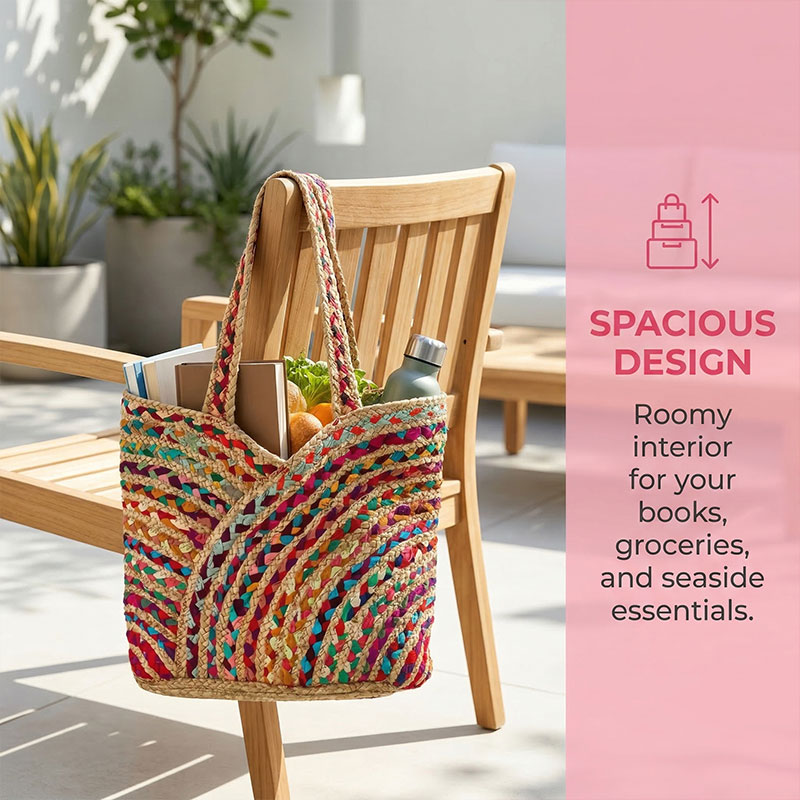 🌈 Colorful Woven Artisan Tote Bag – Boho Summer Essential ✨