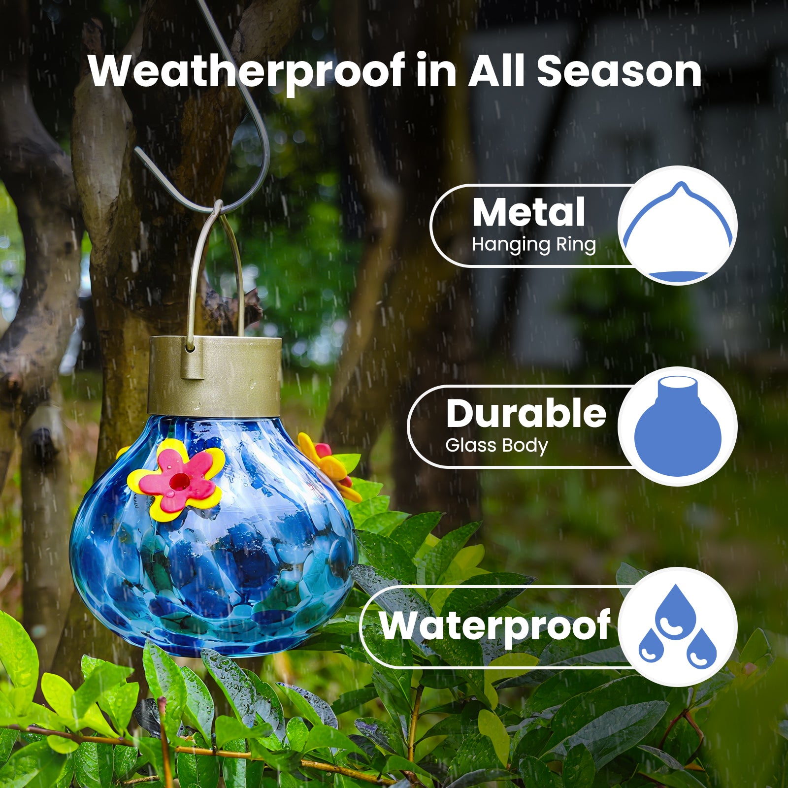 Solar Hummingbird Feeder with Light
