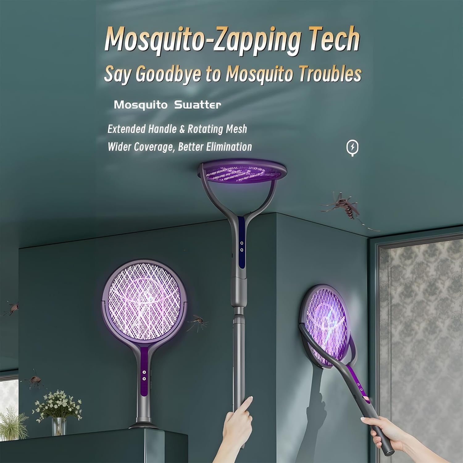 Foldable Telescopic Electric Mosquito Swatter