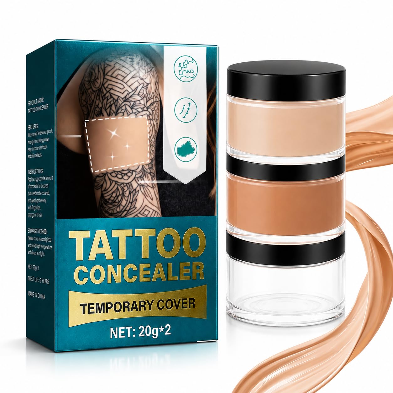 Full-Coverage Tattoo & Body Concealer Kit – Blend Your Perfect Shade