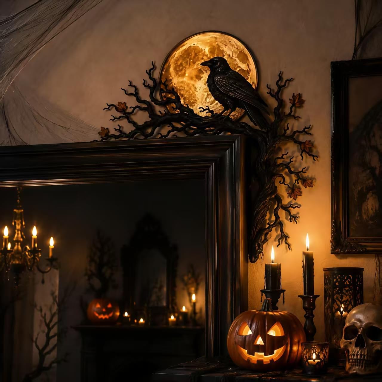 🌙 Halloween Crow Moon Corner Decoration