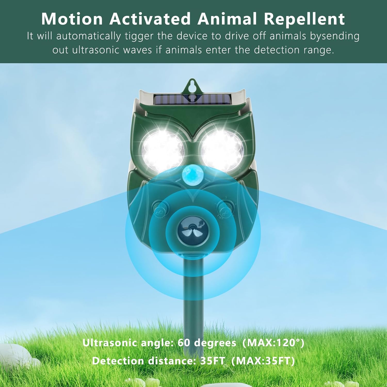 Solar Ultrasonic Animal Repeller with Motion Sensor