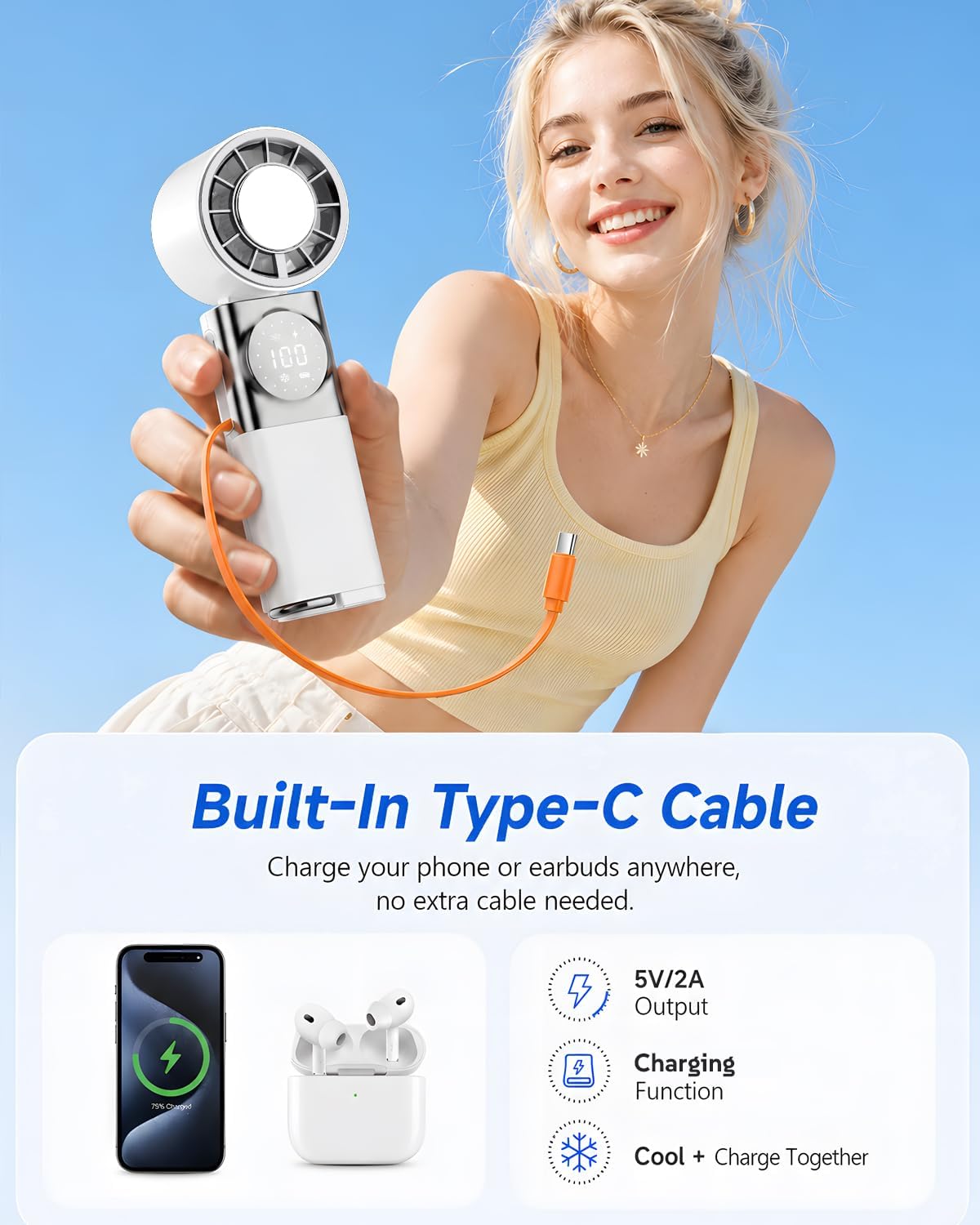 2-in-1 Ice-Cooling Turbo Fan & Power Bank