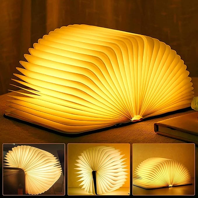 3 Colors Folding Wooden Book Lamp