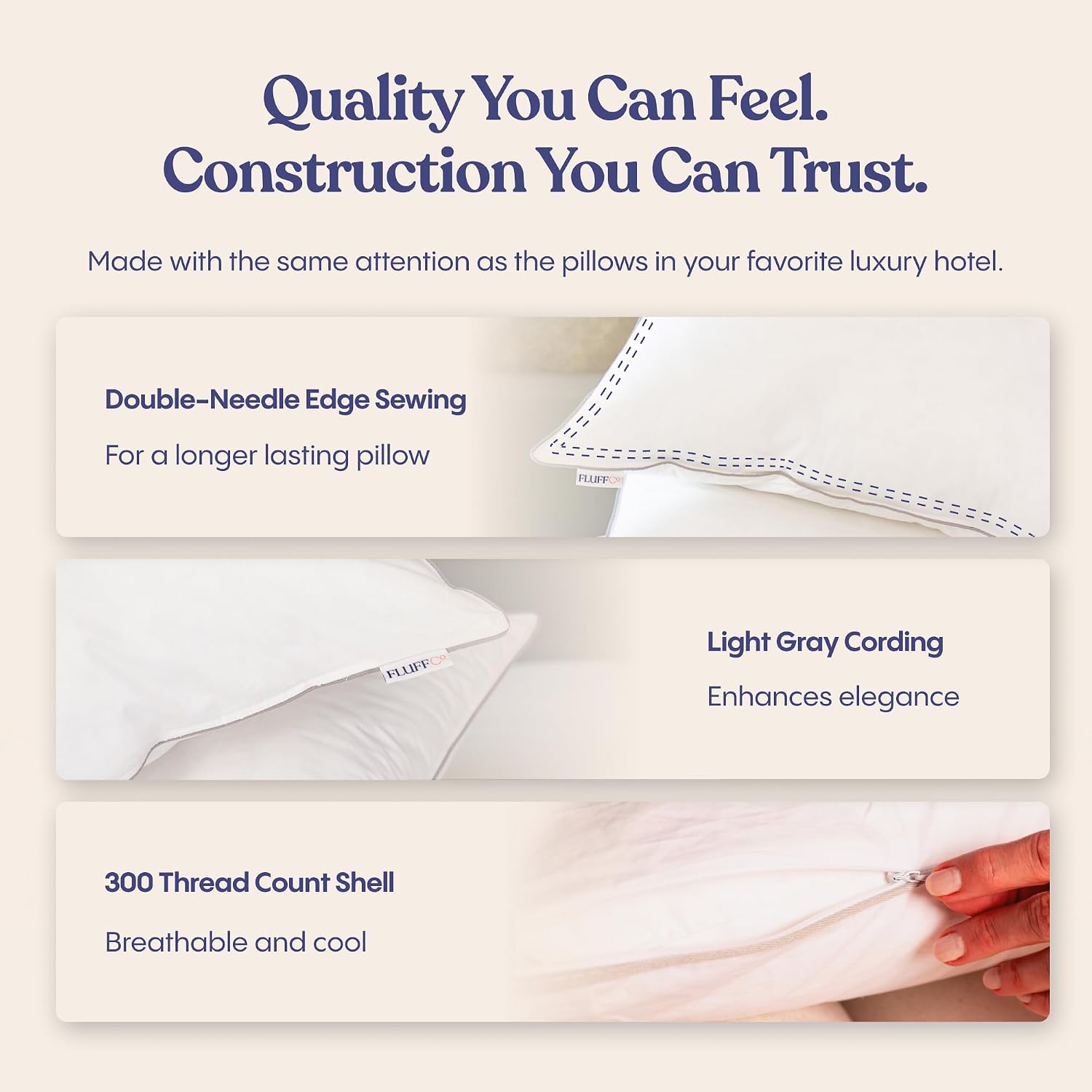 Premium Soft Faux-Goose-Down Pillow （2 Pack）