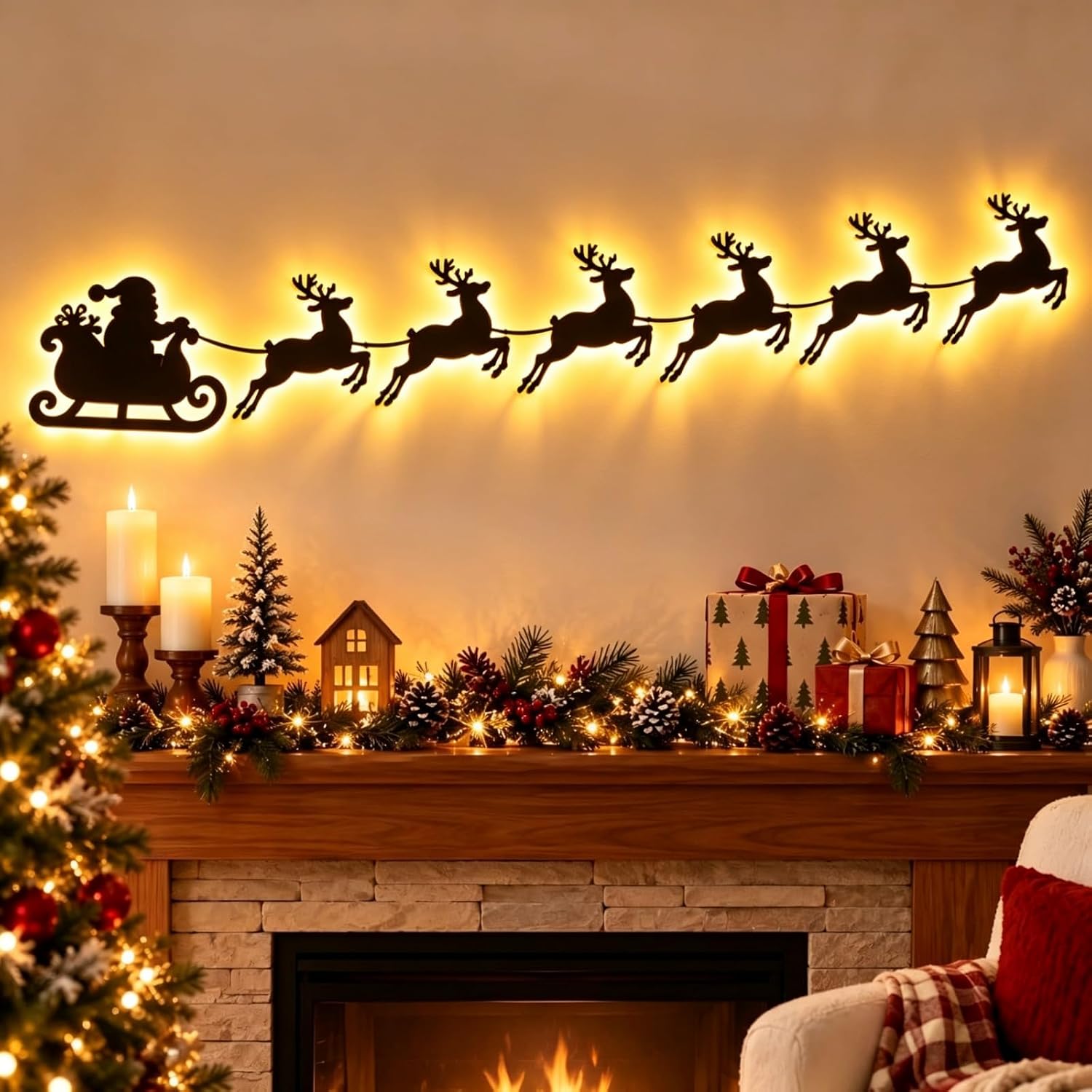 Magical LED Reindeer Christmas Wall Decor