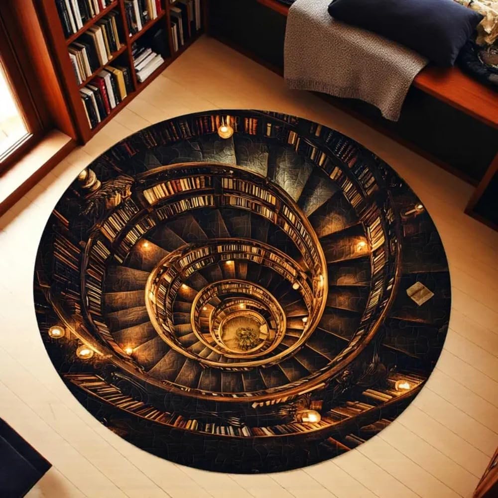 3D Black Cat Secret Library Illusion Rug