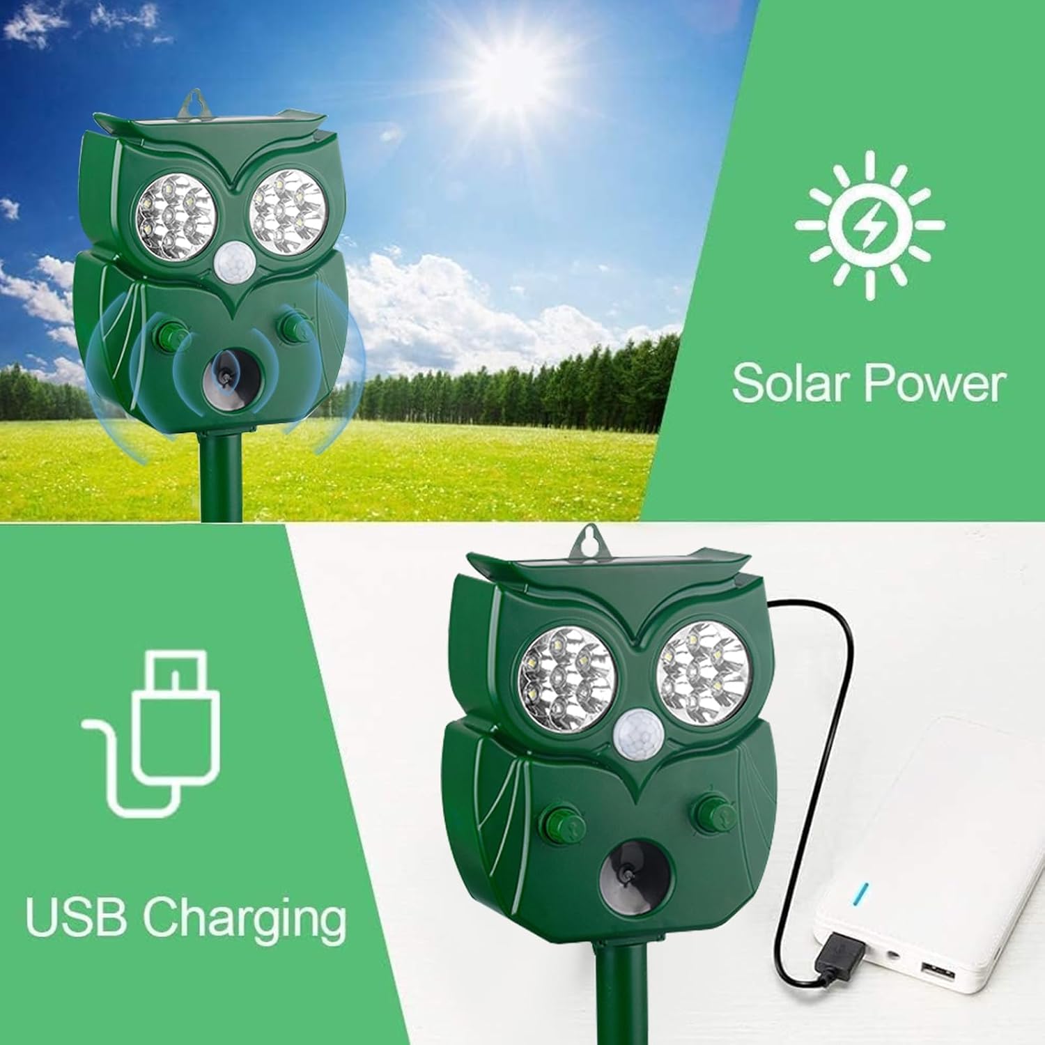 Solar Ultrasonic Animal Repeller with Motion Sensor