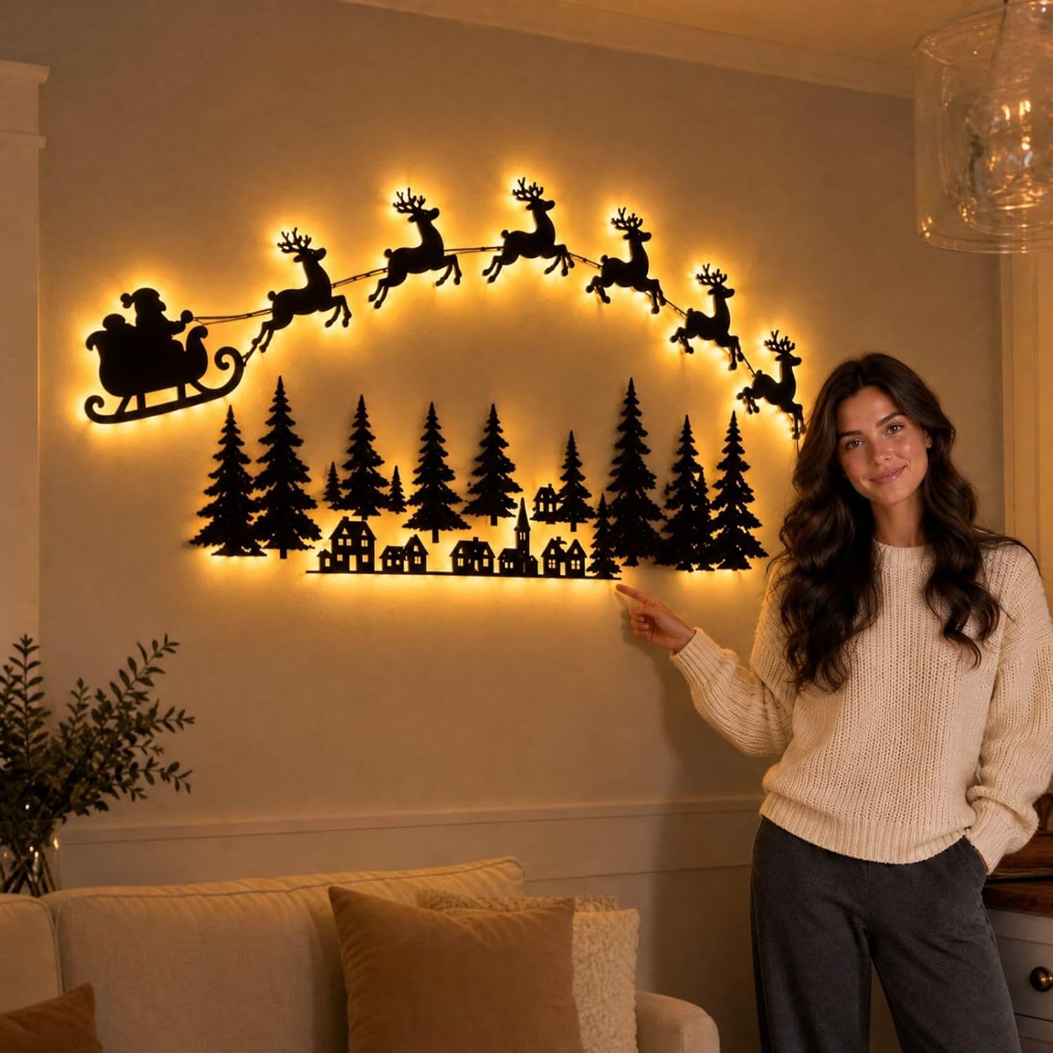 Magical LED Reindeer Christmas Wall Decor