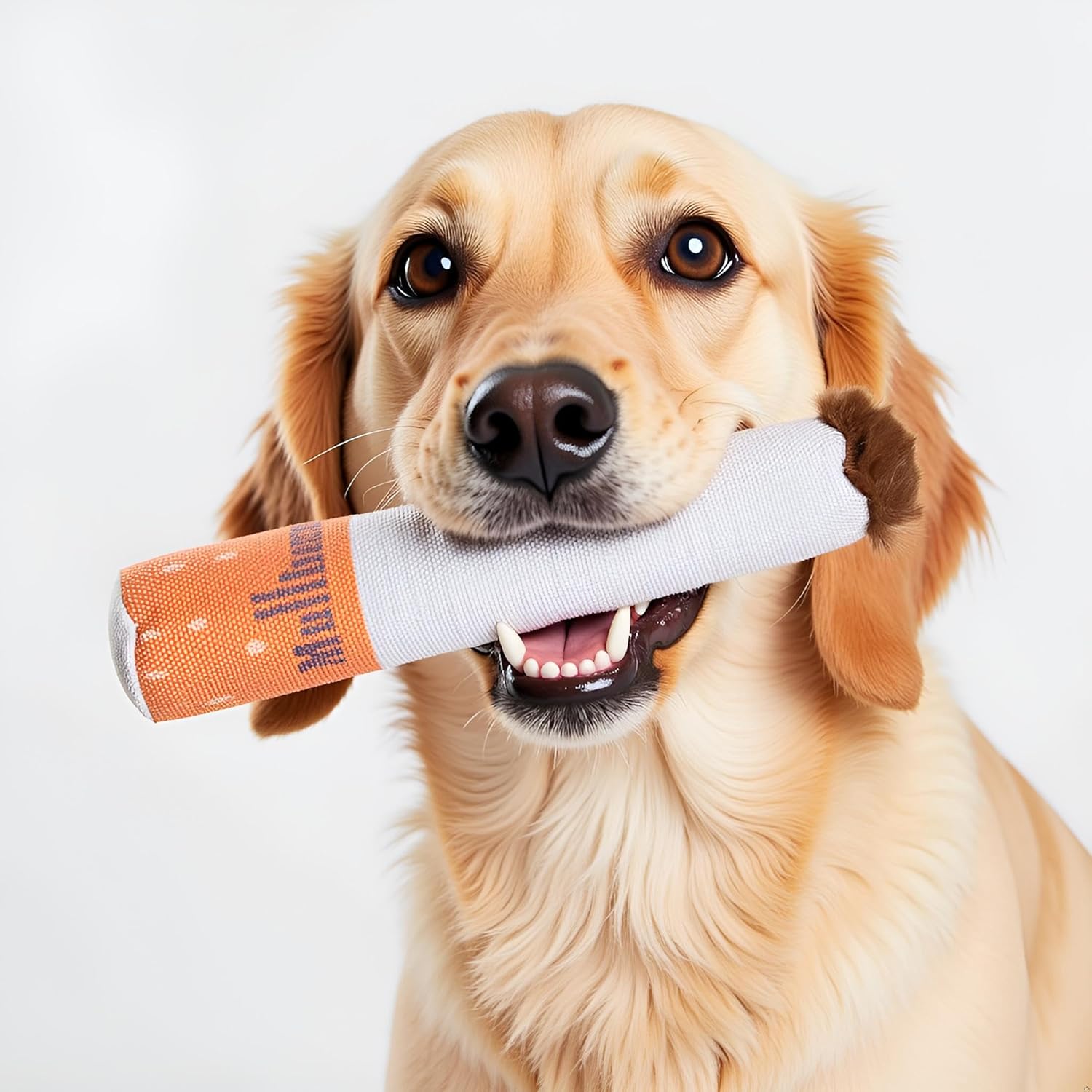 Funny Interactive Giggle Sound Plush Cigarette Dog Toy