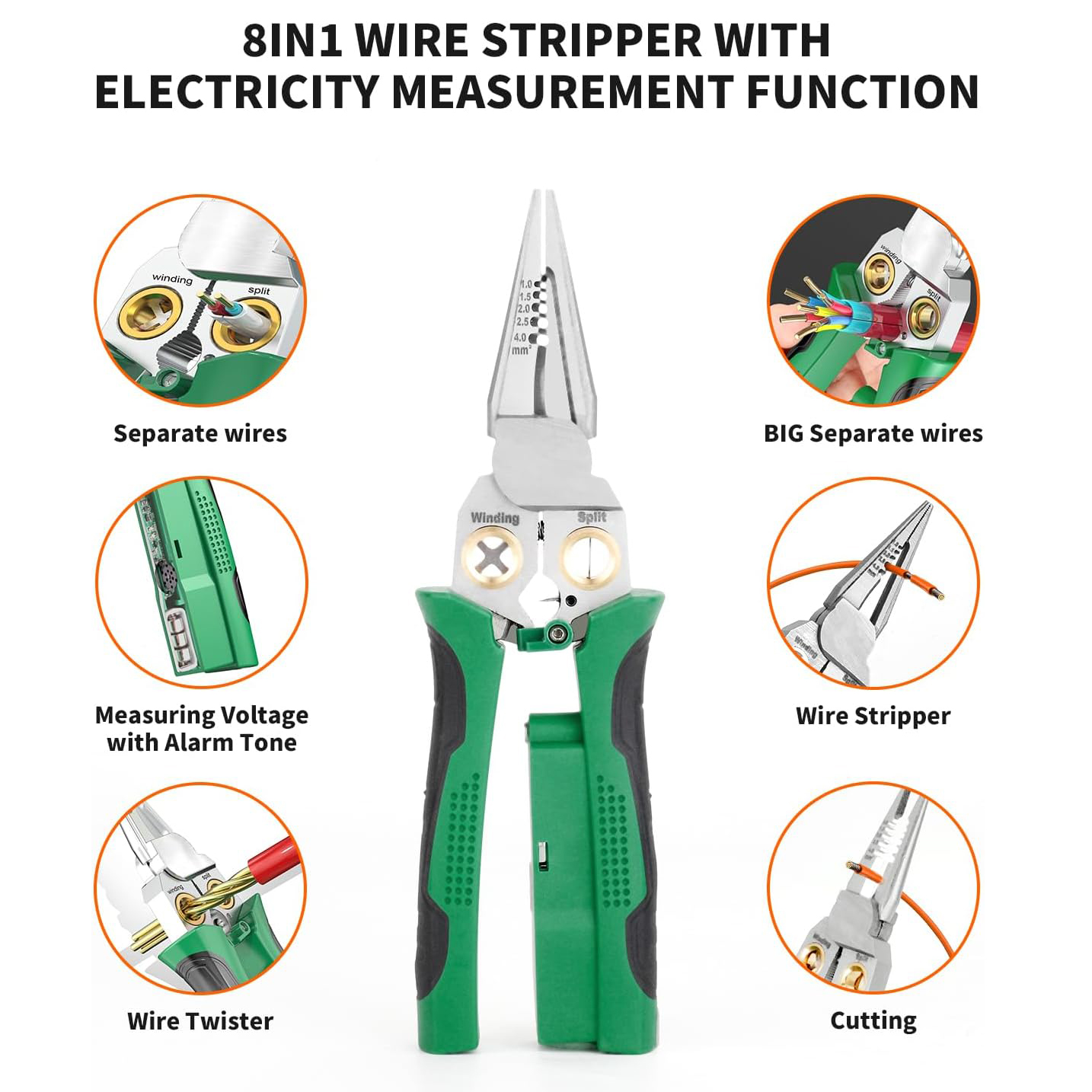 8-in-1 multifunction wire tabisolier scissors with an electrical test