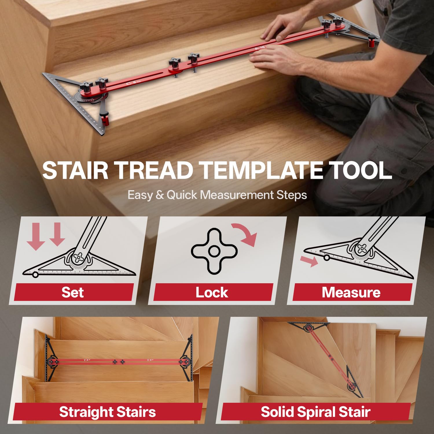 Adjustable Stair Tread Template Tool – Copy the Shape Before You Cut 🛠️