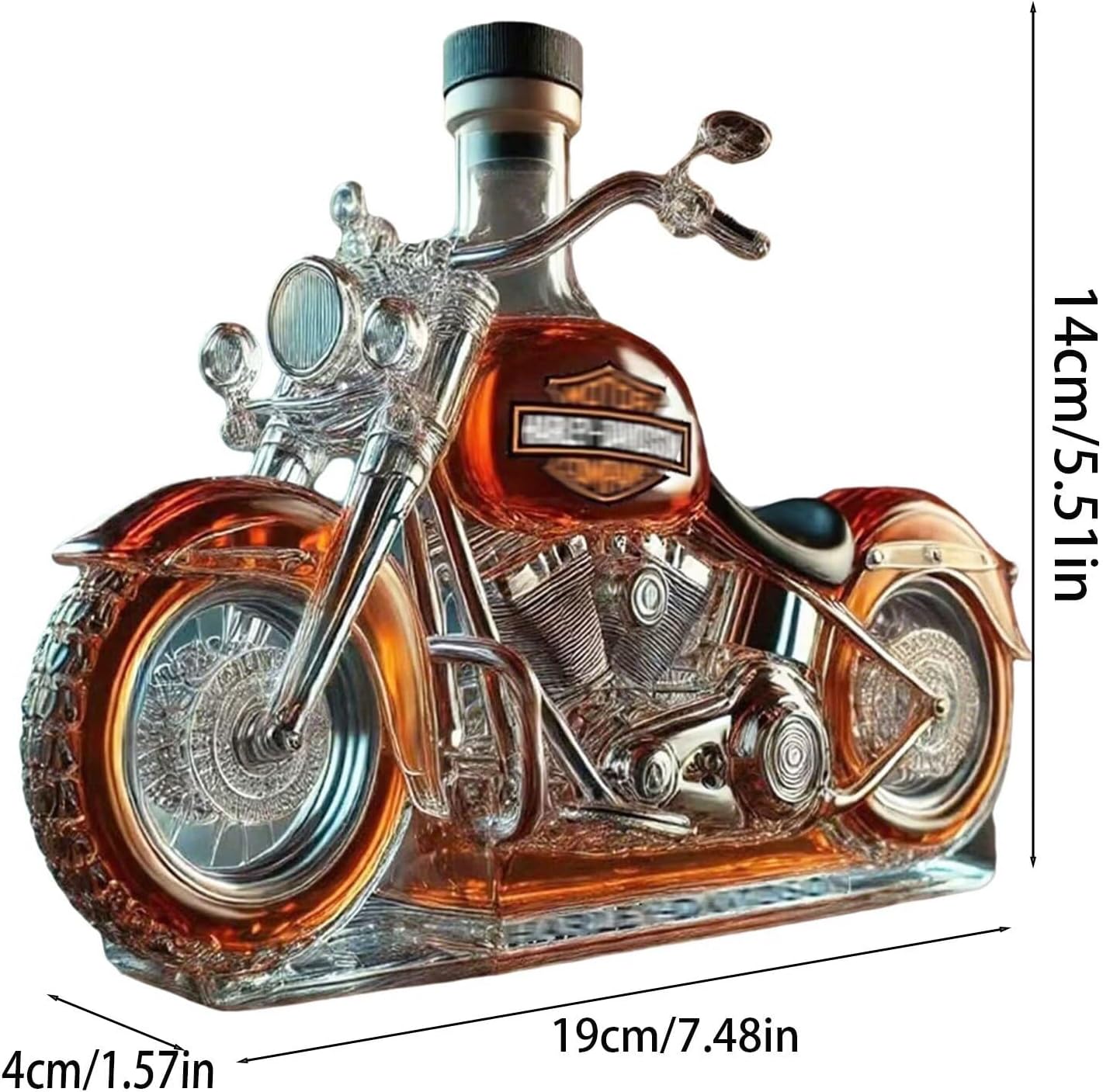 Motorcycle-shaped whiskey bottle decanter