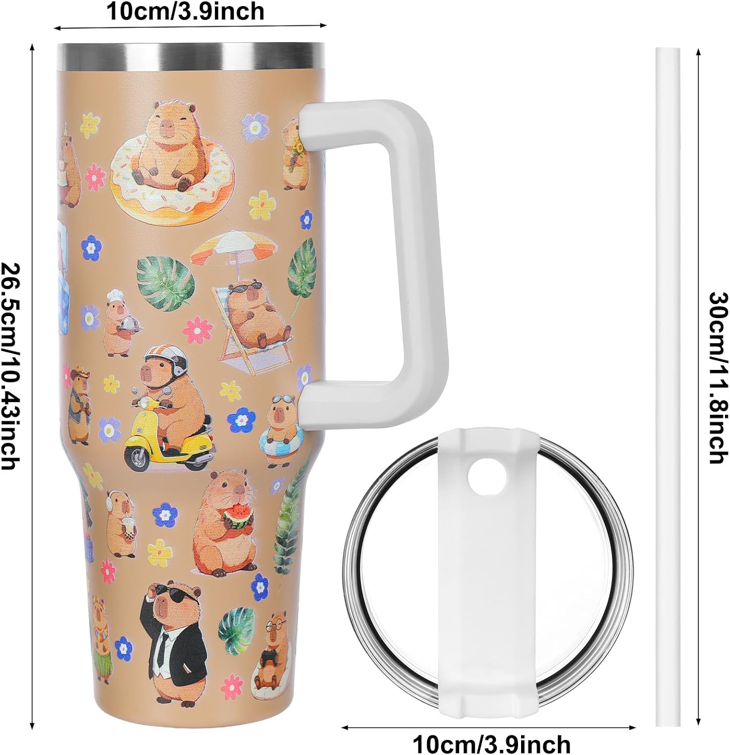 🐹Cute Capybara Stainless Steel Tumbler With Handle & Straw