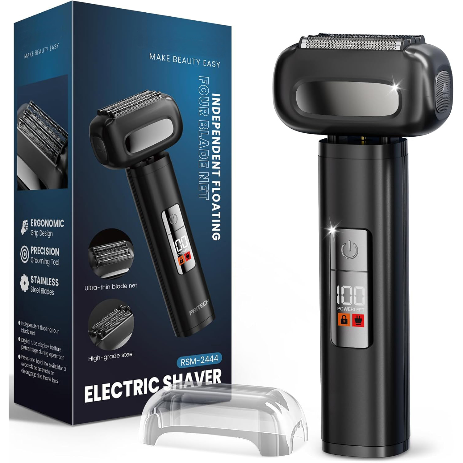 Premium Titanium Antibacterial Four-Blade Floating Shaver