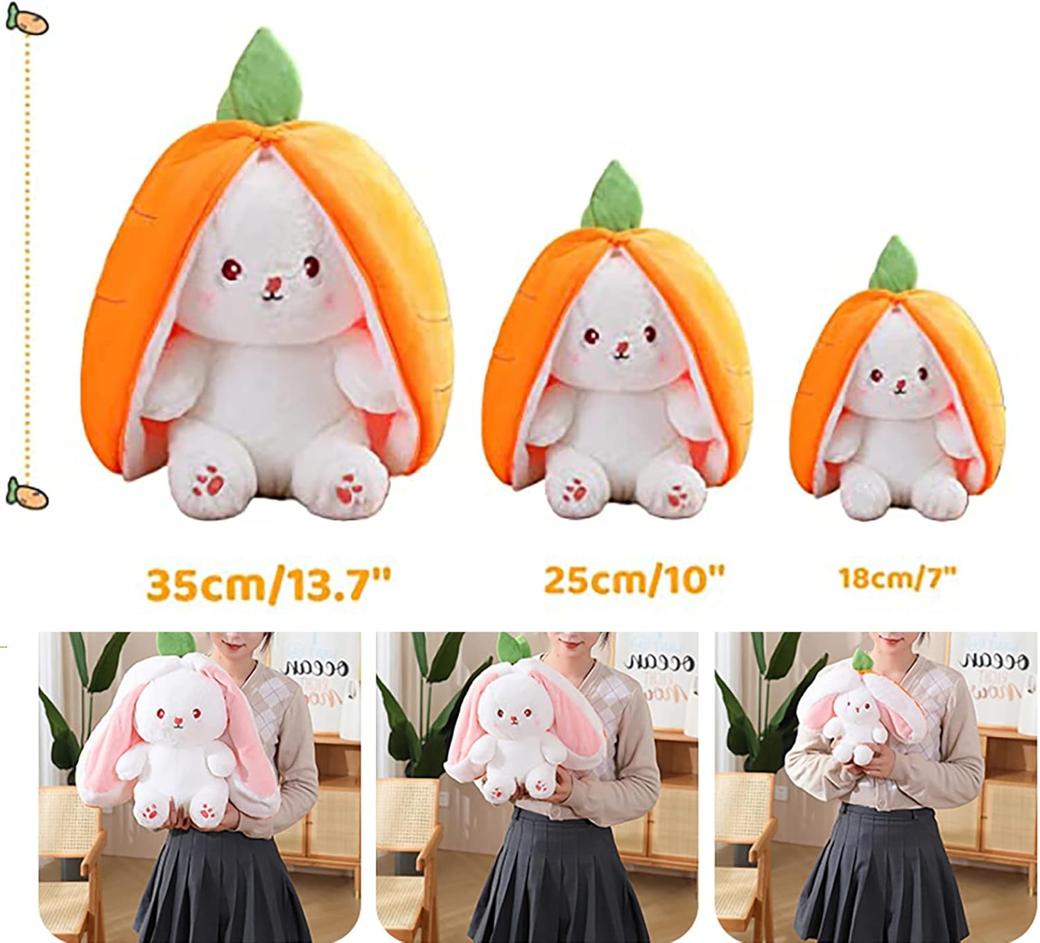 🔥Strawberry Bunny Transformed into Little Rabbit Fruit Doll Plush Toy