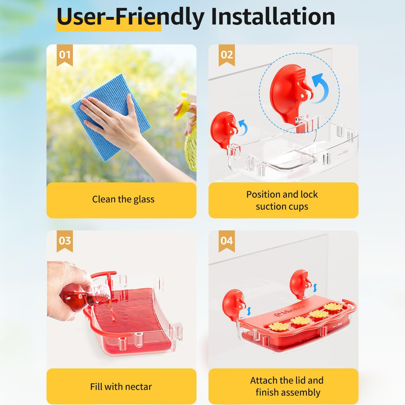 Window Hummingbird Feeder Strong Suction Cup