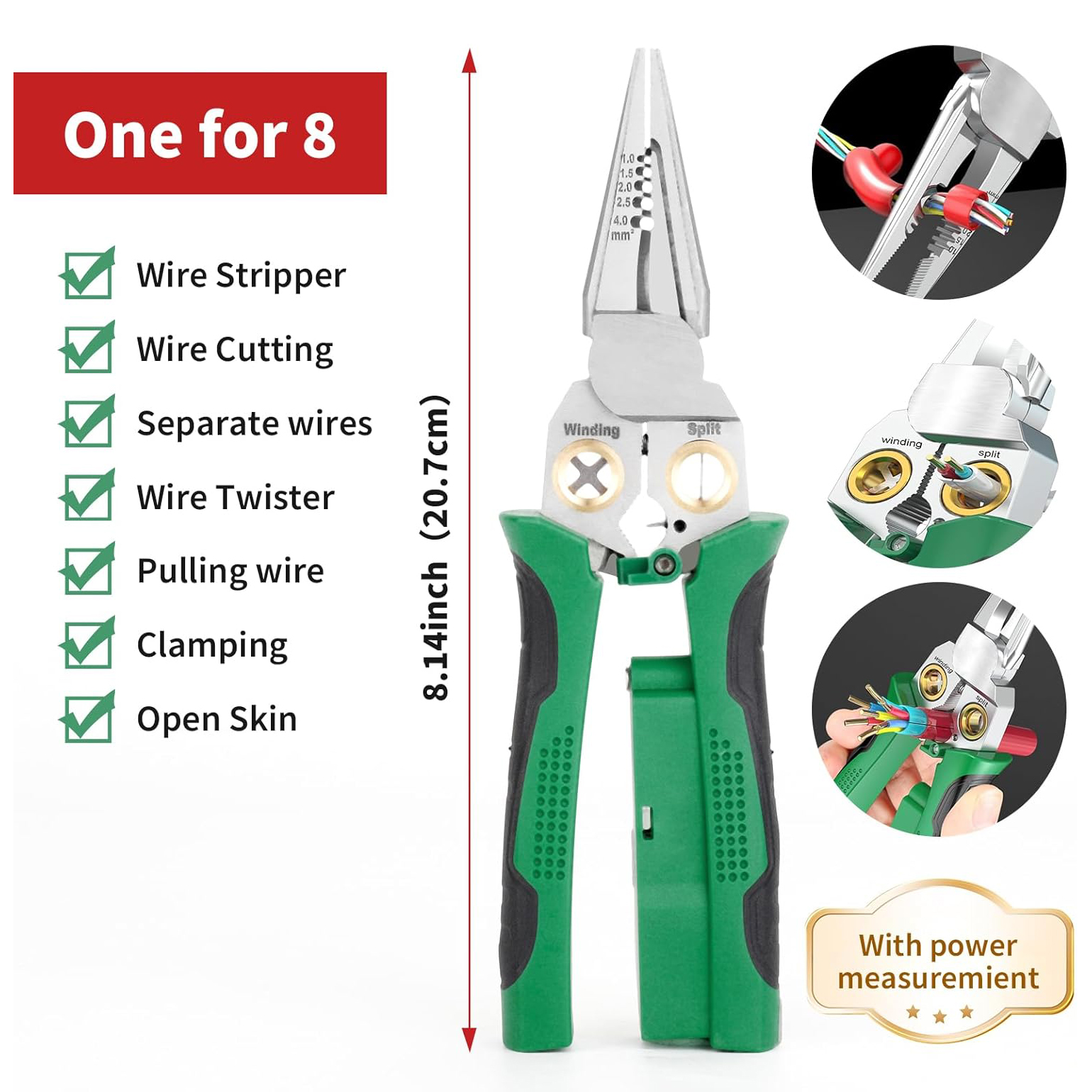 8-in-1 multifunction wire tabisolier scissors with an electrical test