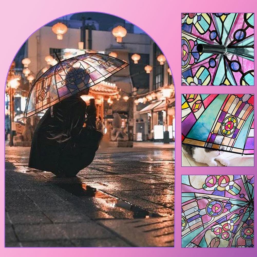 🔥Vintage Stained Glass Automatic Umbrella