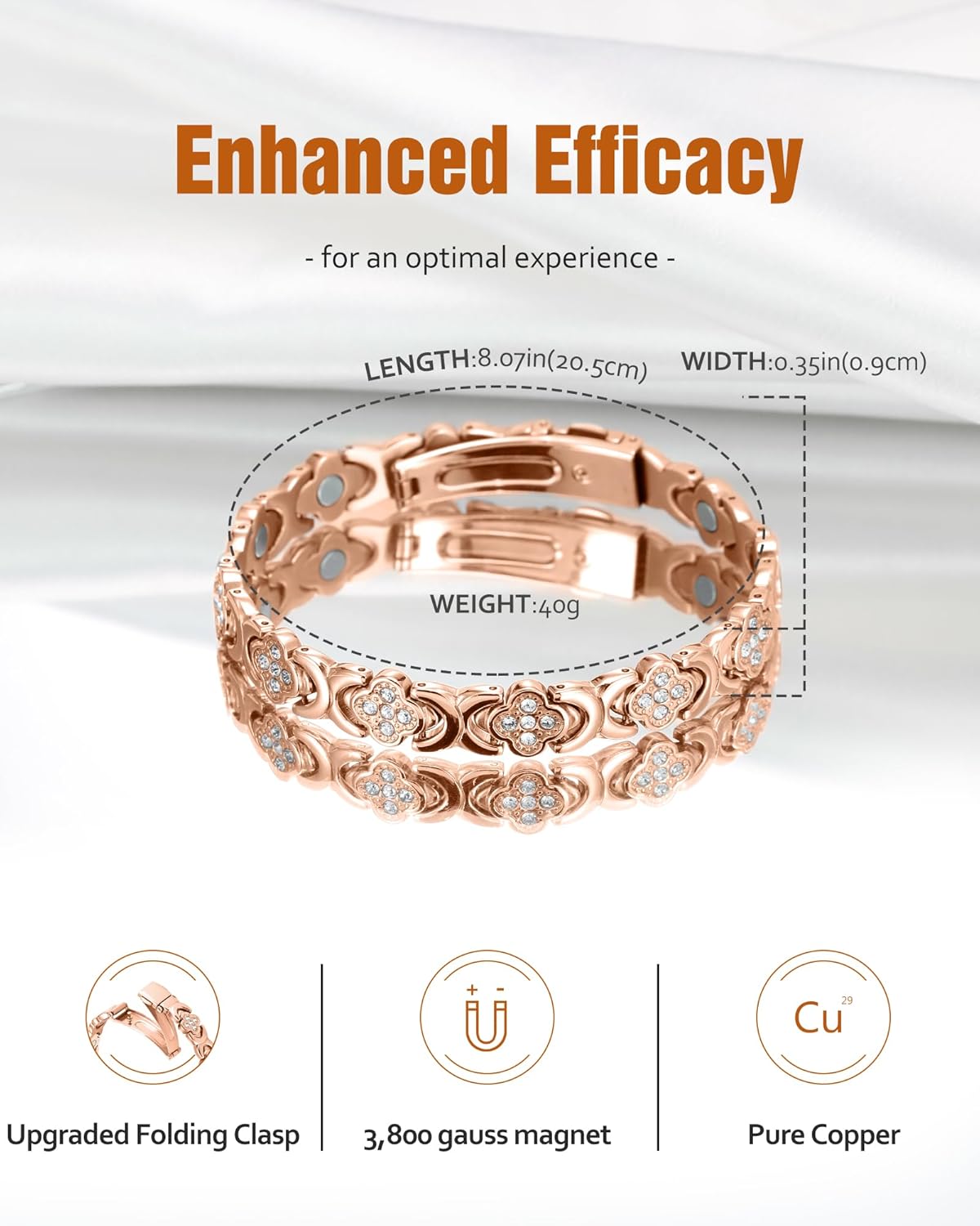 🍀Copper Bracelets for Women Pure Copper Magnetic Bracelet with 3800 Gauss Effective Magnets Trendy Stack Bangle Stretch Bangle