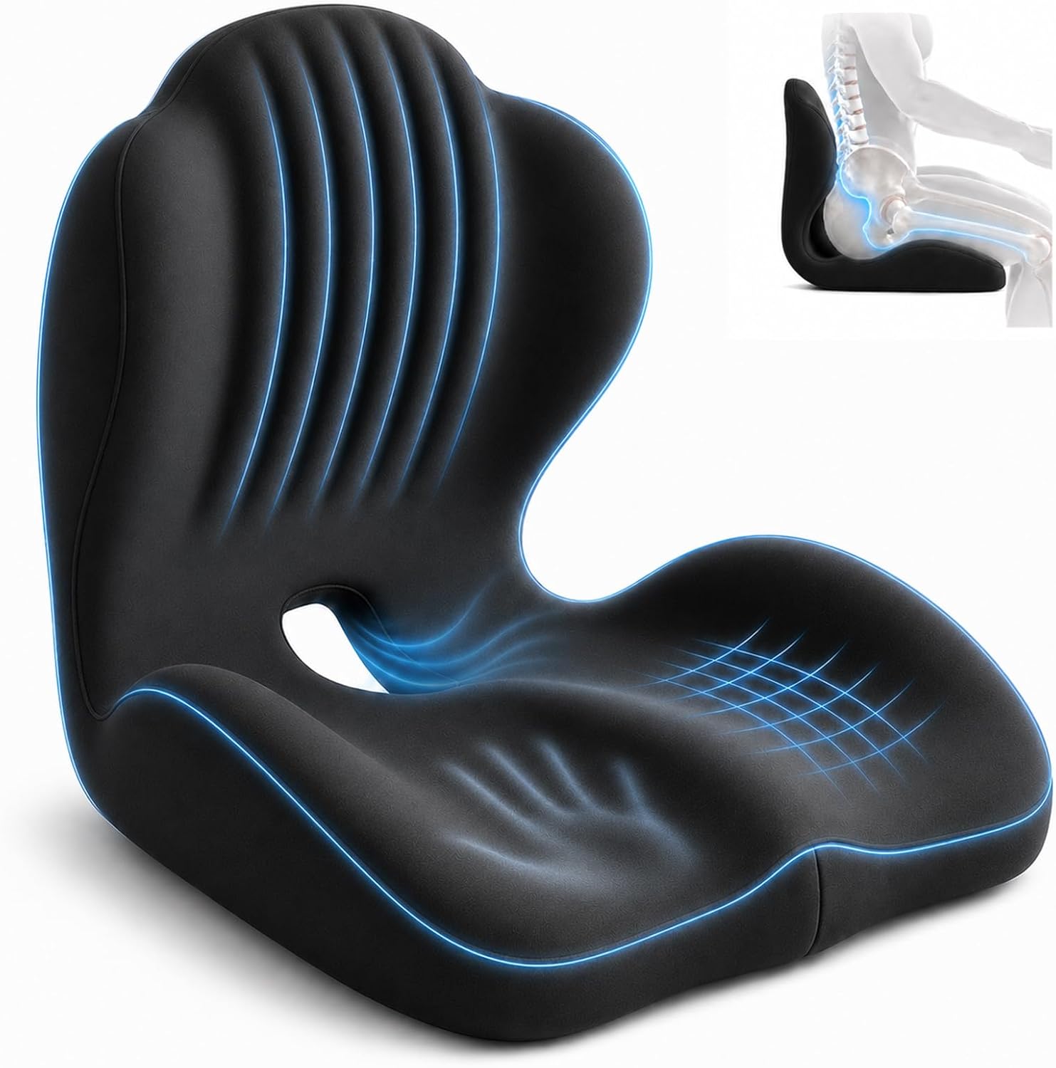 💺One-Piece Ergonomic Seat & Back Support Cushion