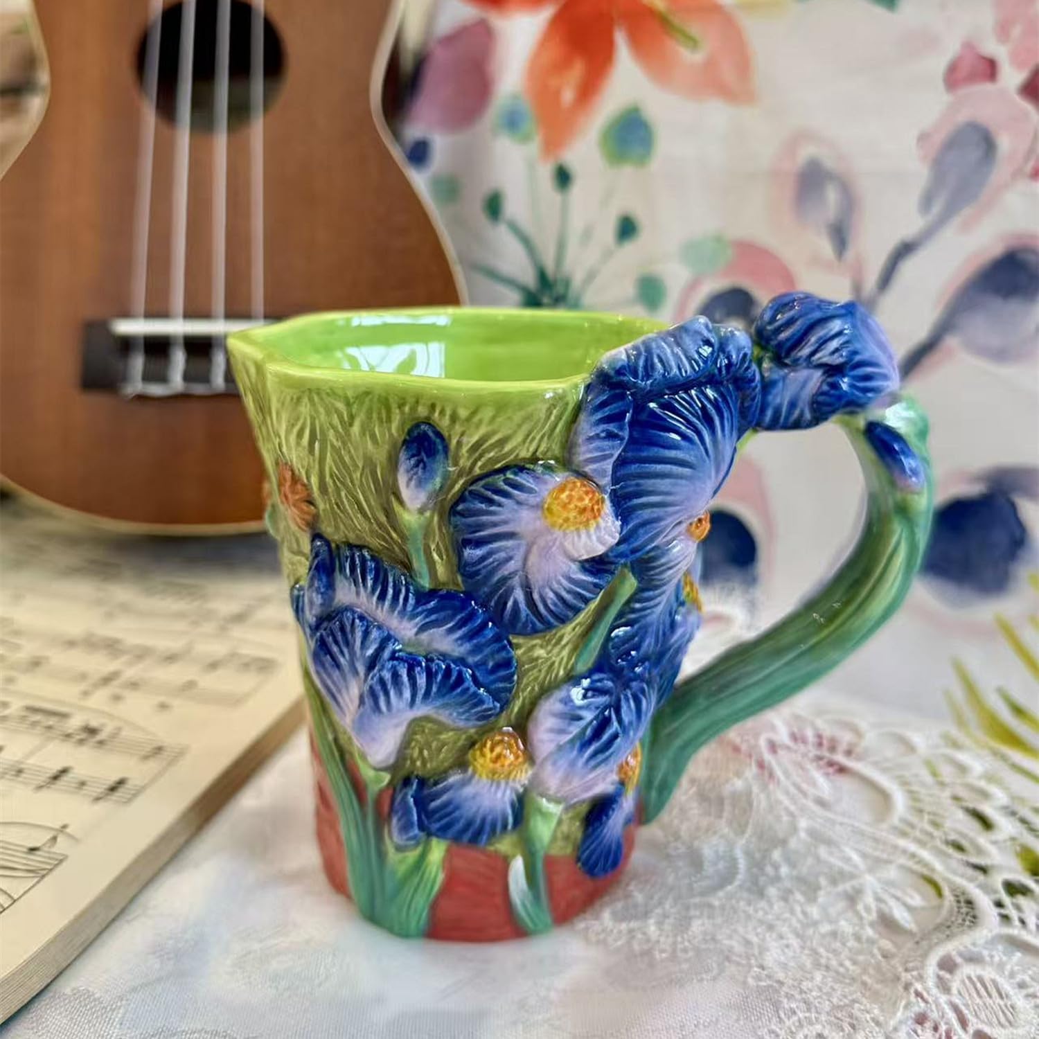 13oz 3D Handmade and Hand-painted Ceramic Coffee Mug