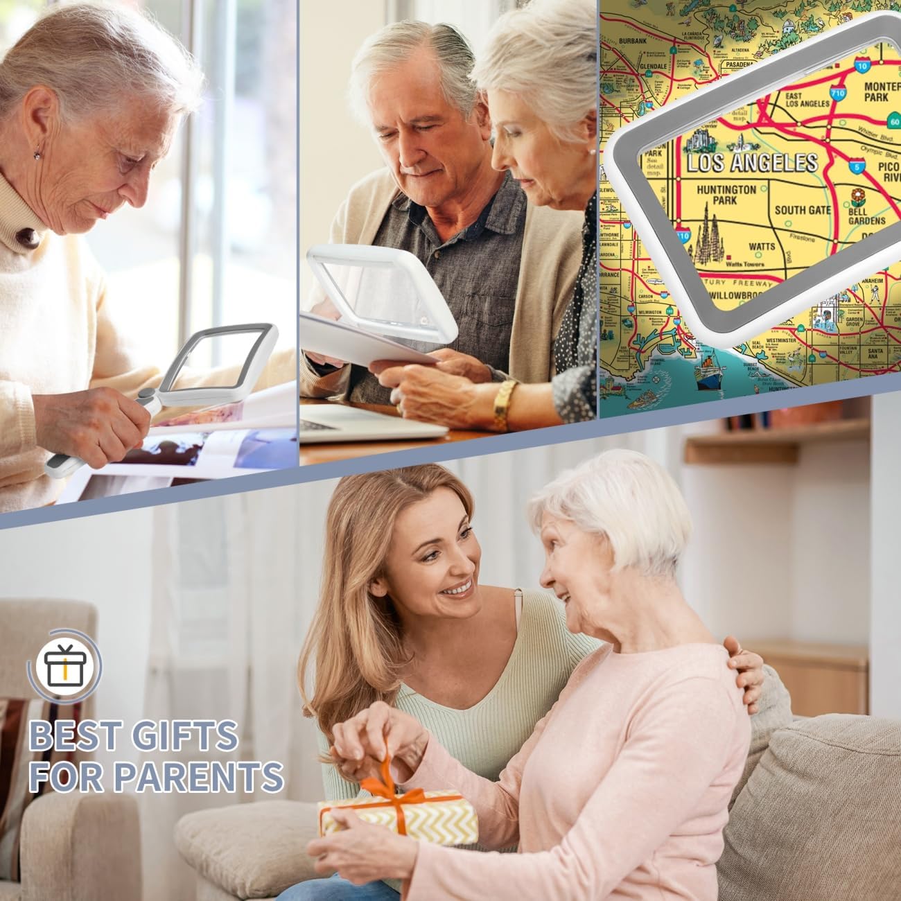 Rechargeable 5X Large Page Magnifier with Lightfor Reading