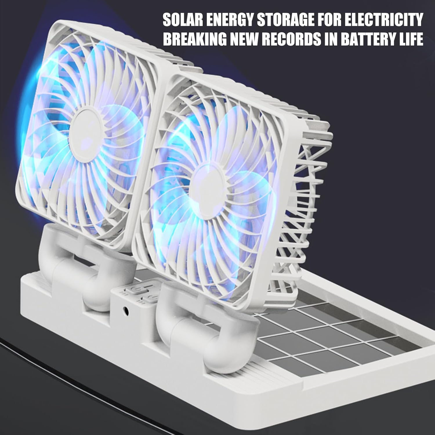 SunForce™ Dual-Head Solar Car Fan | Cordless & 360° Rotating
