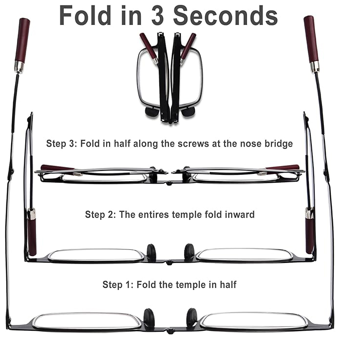 Portable Folding Reading Glasses with Blue Light Protection