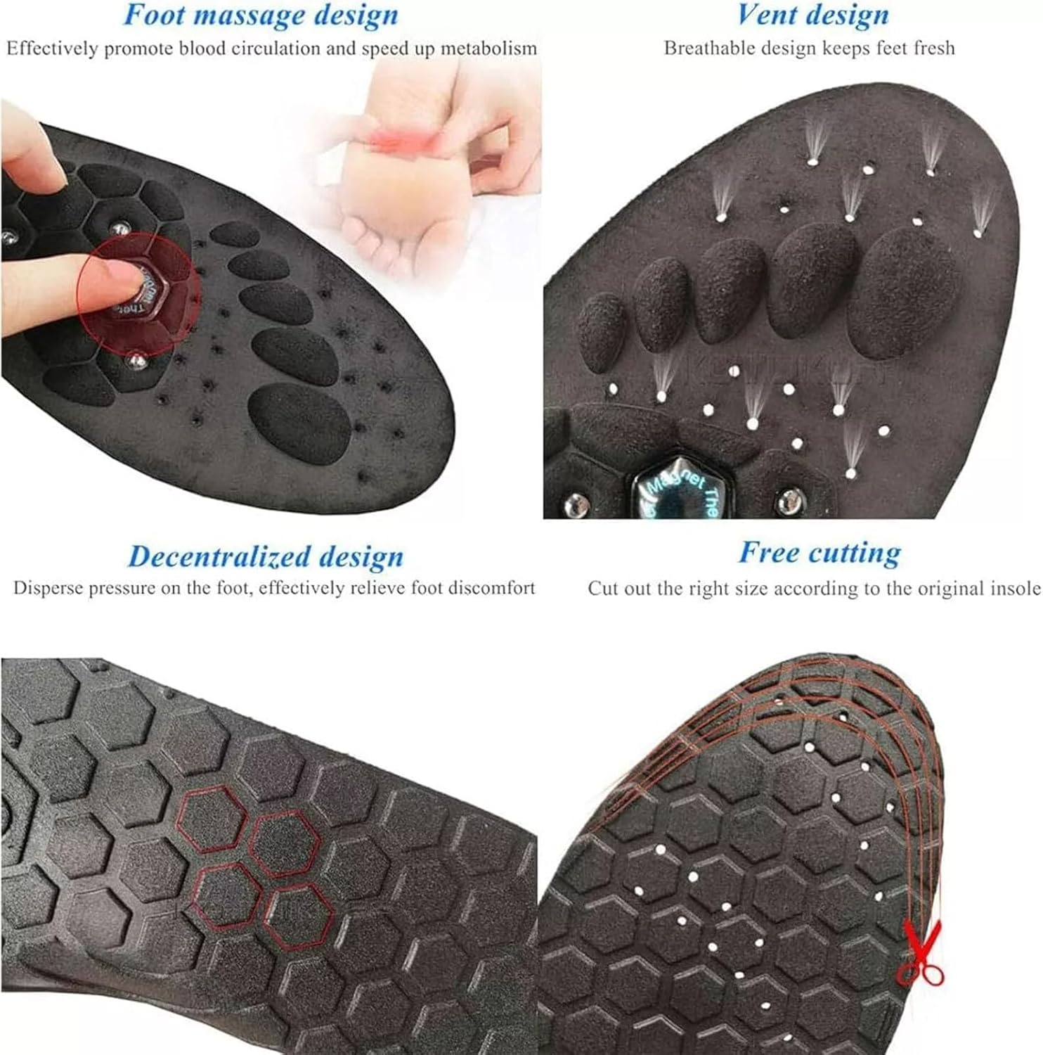 🦶🏻Insoles Magnetic Acupressure for Effective Pain Relief