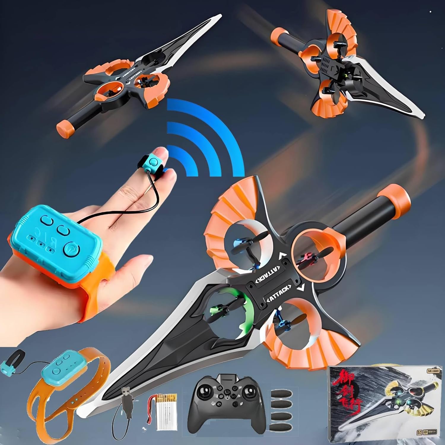 Flying Sword RC Glider, RC Gesture sensing Controlled with Autopilot & Gyro Stabilizer