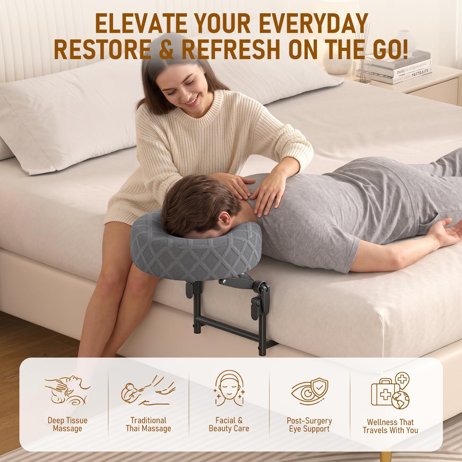 Adjustable Face-Down Massage Headrest