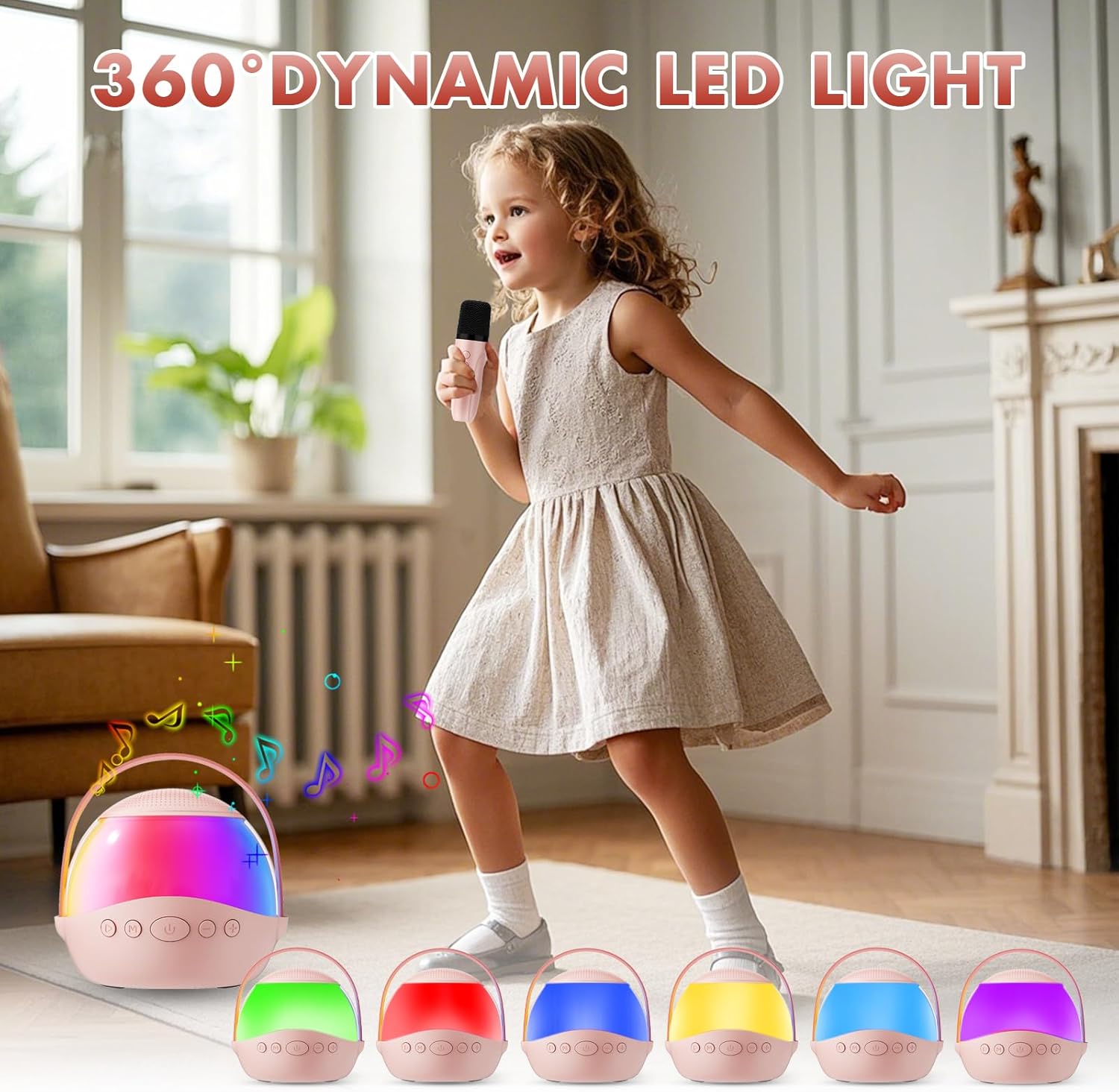 2-Mic Portable Karaoke Machine – Colorful Lights, Fun Voice Effects & Instant Family Entertainment