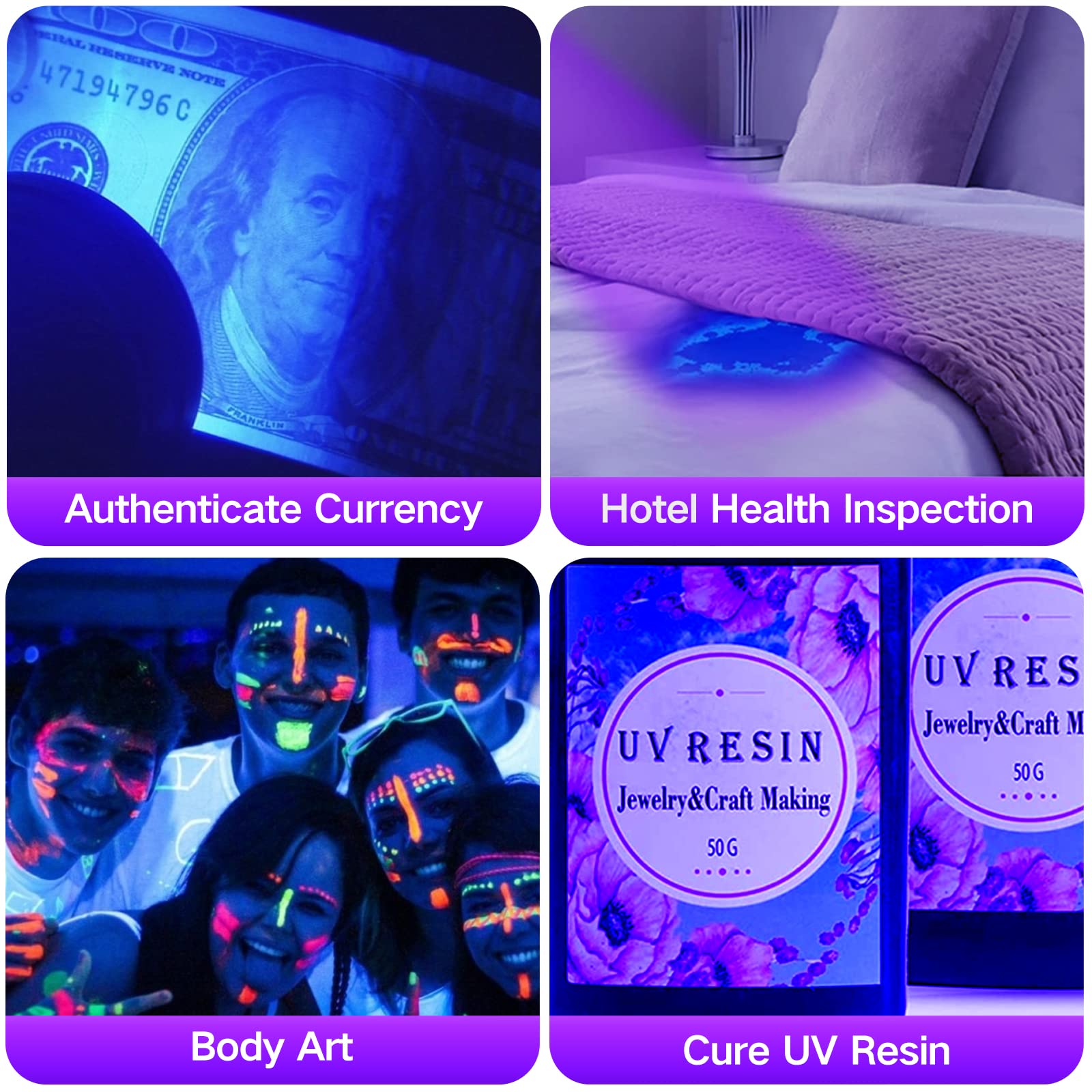 UV Flashlight Black Light, 51 LED Blacklight Pet Urine Detector for Dog/Cat Urine, Dry Stains, Bed Bug, Resin Curing, Scorpions Finder